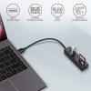 AXAGON HMA-CR3A Wieloportowy hub 3x USB-A + SD/microSD, USB3.2 Gen 1 hub, metalowy, 20cm USB-A kabel
